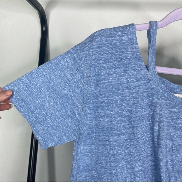 STYLE & Co Heathered Cold Sea Blue Cut Out Shirt - Picture 5 of 6